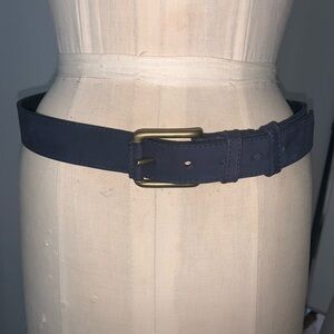 Mulberry England navy Leather Belt Brass Buckle 32 unisex